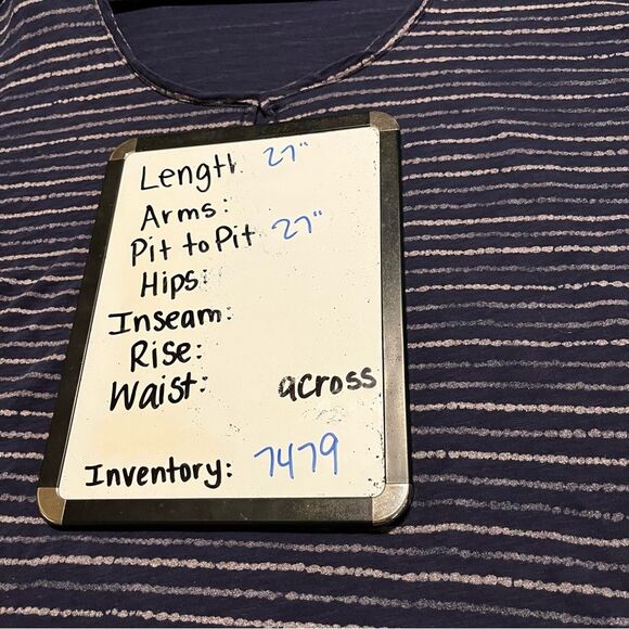 Old Navy Blue Gray Striped Scoop Keyhole Neck Short Sleeve Top Womens XXL Tall - Picture 9 of 11